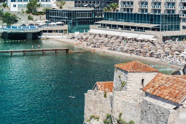 Paisagem Urbana Panorâmica Cidade Velha Budva Montenegro Bela Vista Superior — Fotografia de Stock