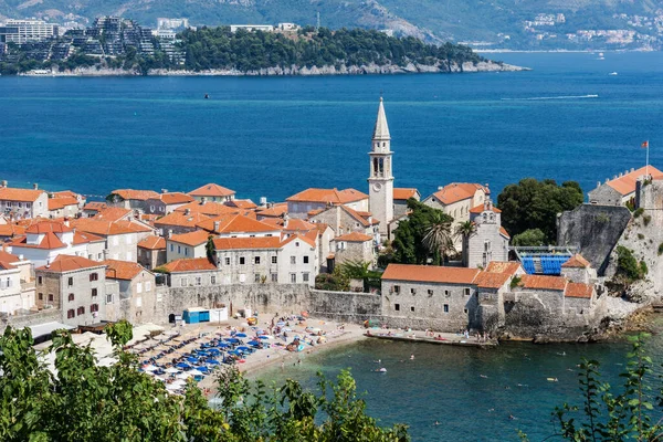 Panoramatický Panoramatický Výhled Staré Město Budva Černá Hora Krásný Výhled — Stock fotografie