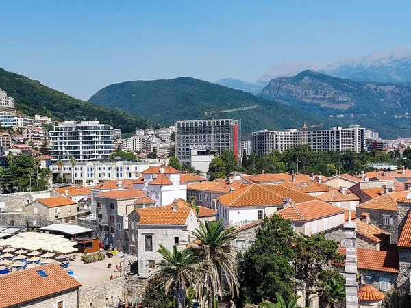Panoramic Cityscape Old Town Budva Montenegro Beautiful Top View Adriatic — Stock Photo, Image