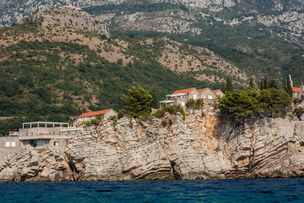 Krásný Výhled Moře Ostrova Sveti Stefan Blízkosti Budvy Černé Hoře — Stock fotografie