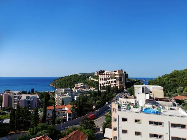 Vista Cidade Budva Montenegro Europa Mar Adriático Montanhas Bela Vista — Fotografia de Stock