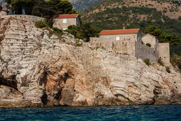 Krásný Výhled Moře Ostrova Sveti Stefan Blízkosti Budvy Černé Hoře — Stock fotografie