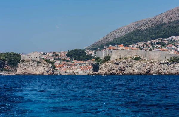 Costa Adriática Croacia Cerca Dubrovnik Vistas Playa Desde Mar — Foto de Stock