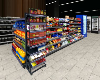 Dondurucudaki donmuş sebze poşetleri yukarıdan 3 boyutlu görüntüleme görüntüsü yeni paketlerin ve plastik poşetlerin sunumu için uygundur..
