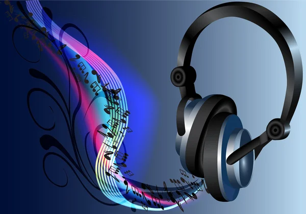 Music headphones black — Stock Vector