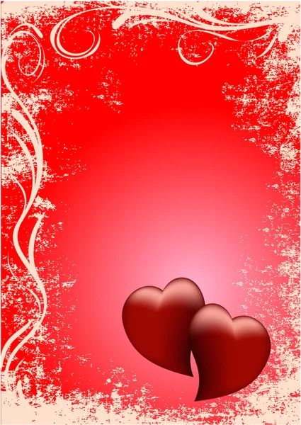 Card two red hearts — Stock Photo, Image