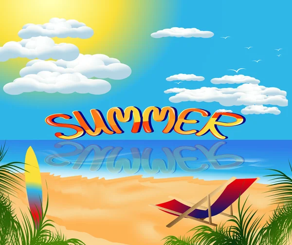 Cartão de verão com vista para o mar — Vetor de Stock