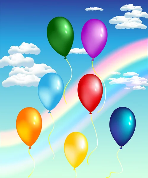 Luftballons mit Regenbogen — Stockvektor