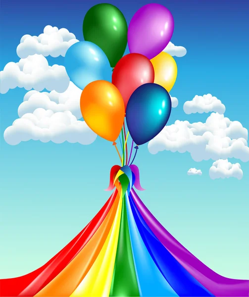 Ballons avec arc-en-ciel — Image vectorielle