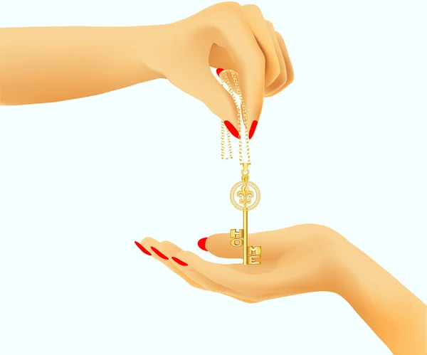 Zlatý klíč v ruce — Stockový vektor