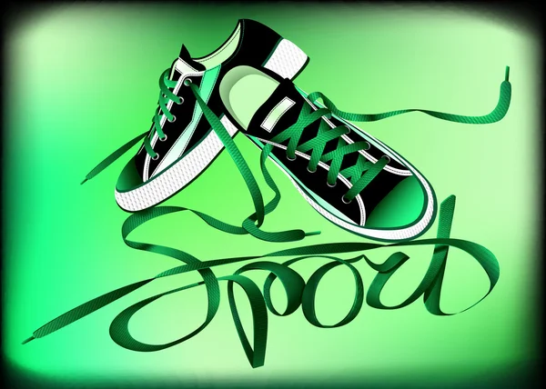 Belo par de tênis verdes — Vetor de Stock