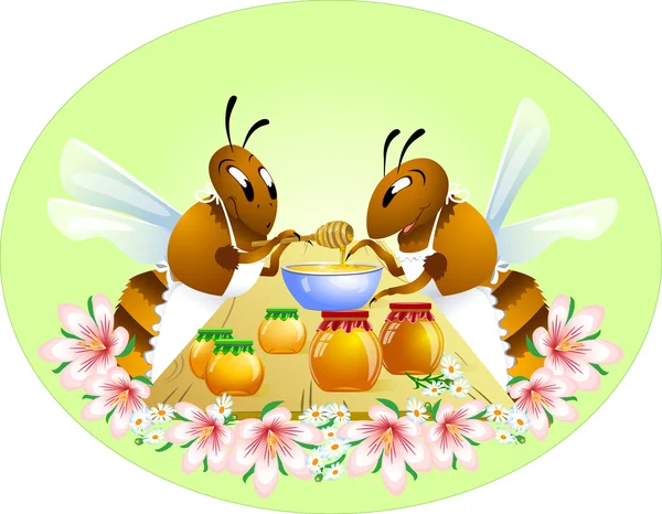 Two funny bees — Stock Vector