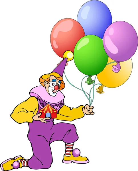 Clown met ballon — Stockvector