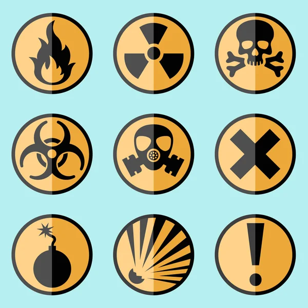 Flat warning signs labels — Stock Vector