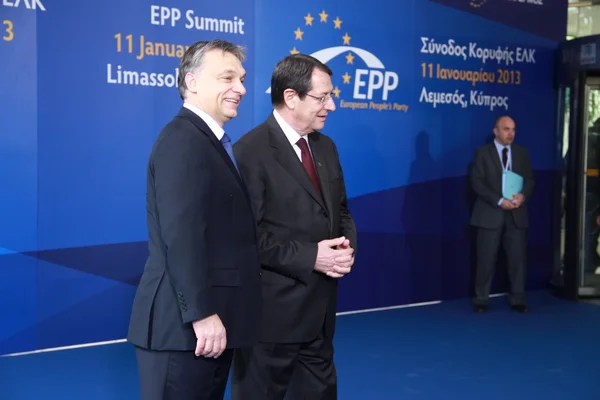 Viktor Orban y Nicos Anastasiades — Foto de Stock