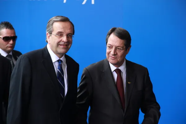 Antonis Samaras și Nicos Anastasiades — Fotografie, imagine de stoc