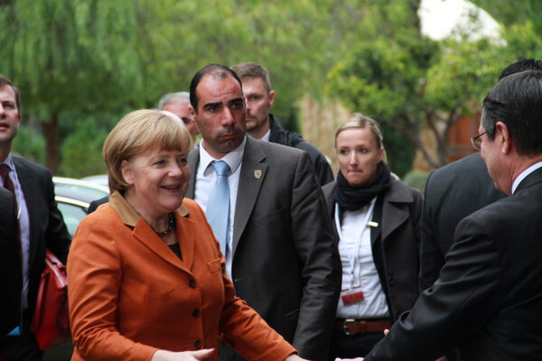 Angela Merkel and Nicos Anastasiades Royalty Free Stock Photos