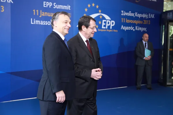 Viktor Orban e Nicos Anastasiades Immagini Stock Royalty Free