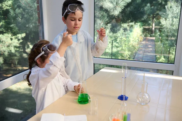 Science Children Education Chemistry Lab Primary School Students Test Tube — Stockfoto