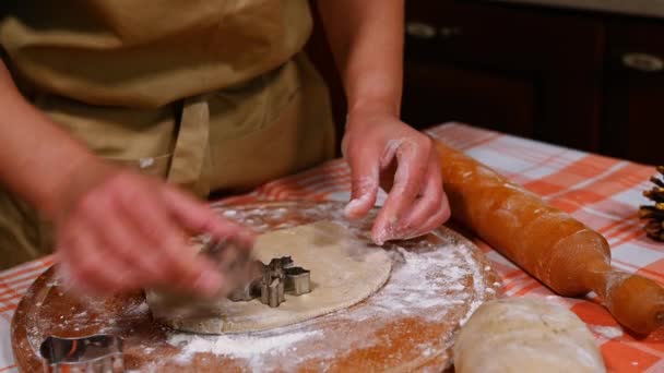 Close Selective Focus Hands Woman Chef Confectioner Baker Putting Cookie — Stock Video