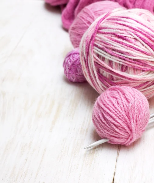 Balls of pink yarn — Stock Photo, Image