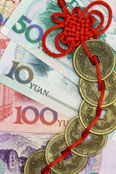 China's money and feng shui coins — Stock Photo, Image