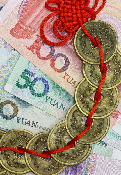 China's money and feng shui coins — Stock Photo, Image