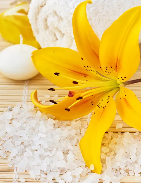 Spa with a yellow lily — Stock Photo, Image