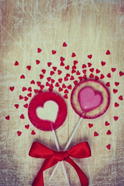 Red heart lollipops — Zdjęcie stockowe