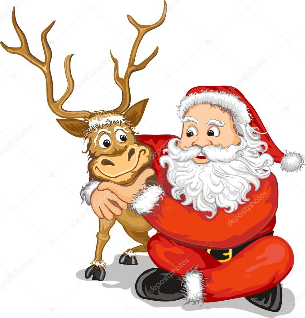 Santa claus And Reindeer — Stock Vector © aliafandi 37770729