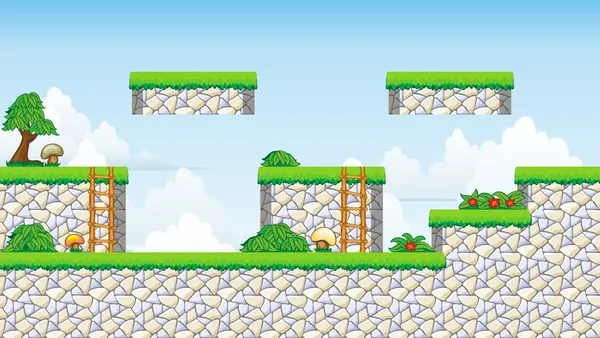 2D tileset platform oyunu — Stok Vektör