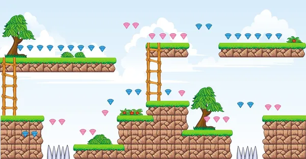 2D tileset plattformsspel 2 — Stock vektor