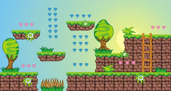 2D tileset plattformsspel 7 — Stock vektor