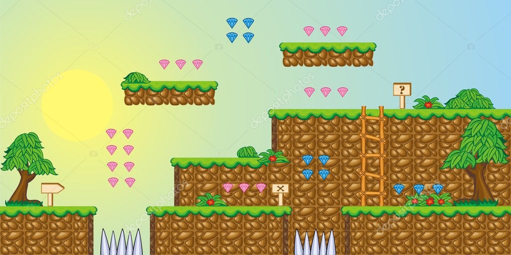 Plataforma de tileset e plano de fundo para criar jogos para