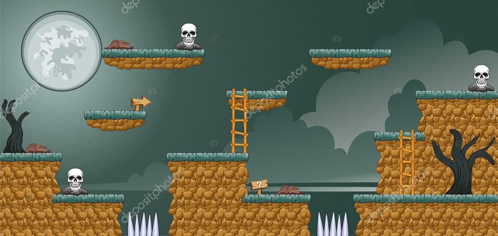 2D Jogo 9 Da Plataforma De Tileset Ilustração Stock - Ilustração