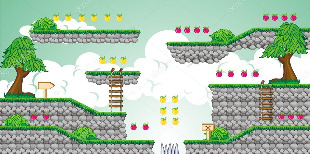 Plataforma de tileset e plano de fundo para criar jogos para