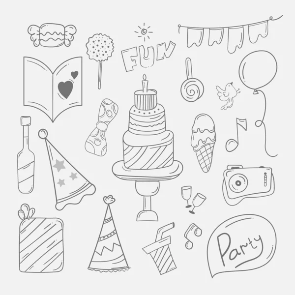 Feliz Cumpleaños Doodle Fondo Mano Dibujado Boceto — Archivo Imágenes Vectoriales