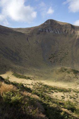 dağ geçidi ile ardıç mavi gökyüzü altında büyümüş