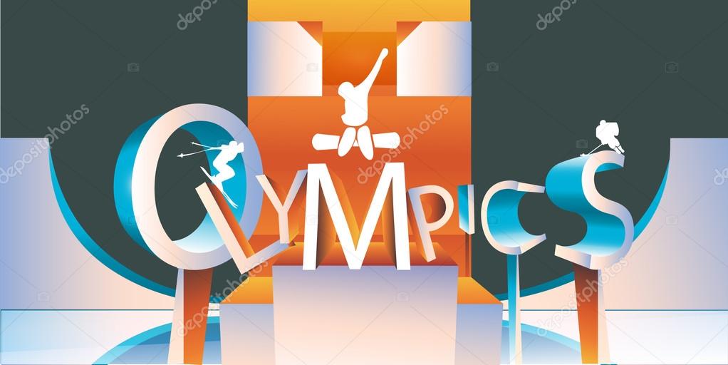 Olympics logo type with images of athletes in the dynamics