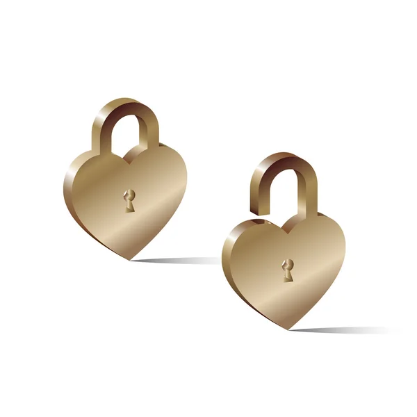 2 lock in the shape of a heart one is opened, the other closed — Stock Photo, Image