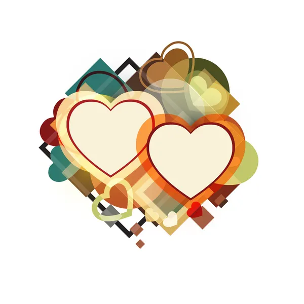 Πρότυπο κάρτες απομονωμένες καρδιές με γεωμετρικά σχήματα — Διανυσματικό Αρχείο