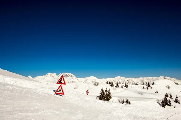 道路被雪掩埋的信号 — 图库照片