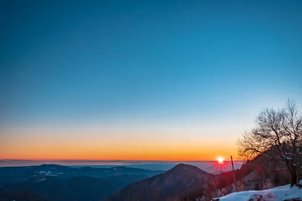 Sunset Hills Slovenia Italy Freezing Winter Day — Stock Photo, Image