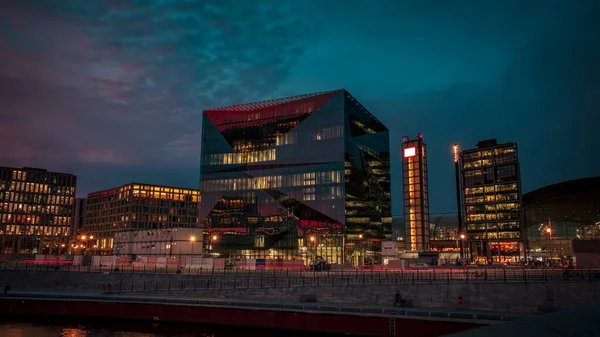 Céu Colorido Sobre Berlim Uma Noite Inverno — Fotografia de Stock