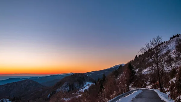 Sunset Hills Slovenia Italy Freezing Winter Day — Stock Photo, Image