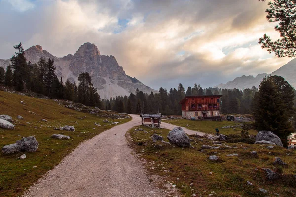 Olasz Dolomiti Fanes Sennes Braies Természeti Park Egy Színes Ősszel — Stock Fotó