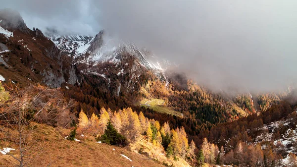 Outubro Trekking Nas Montanhas Forni Sopra Friuli Venezia Giulia — Fotografia de Stock