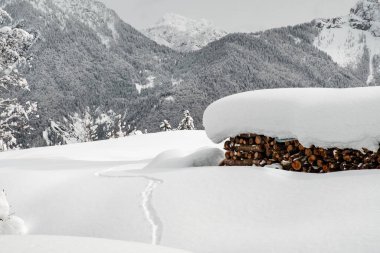 Julian büyük bir kar yağışından sonra Alp yapar. Udine ili, Friuli-Venezia Giulia bölgesi, İtalya