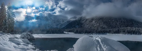 Sulla Valle Strugova Sul Monte Mangart Una Bella Esperienza Sciistica — Foto Stock