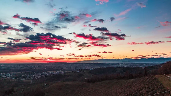 Savorgnano Friuli Venezia Giulia Talya Kış Günbatımı — Stok fotoğraf
